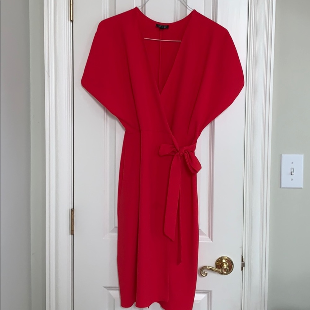 TOPSHOP red wrap dress